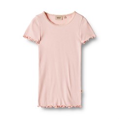 Wheat Rib T-Shirt Lace SS - Rose ballet